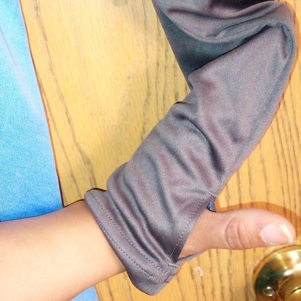 "B" Blue/gray long 1/4 zip-up w/ (Baseball logo) thumb CUT out sleeve SIZE: 2XL - Picture 4 of 6